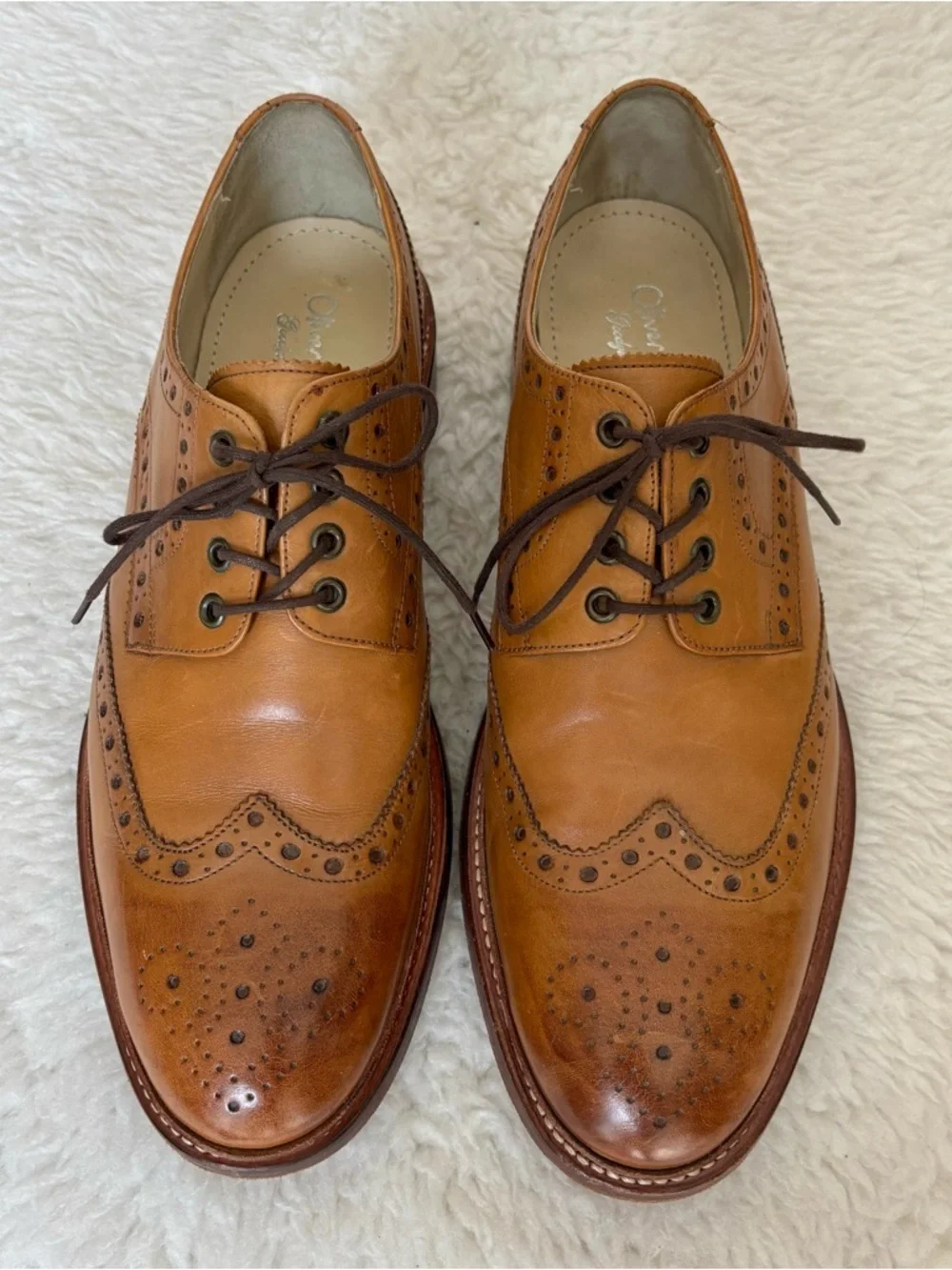 Oliver Sweeney Serpentine Cognac Wingtip Brogue Derby Shoes size 9